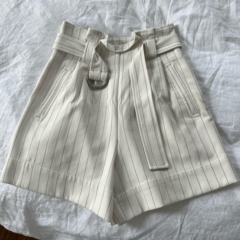 Ganni Egret Pinstripe Shorts
